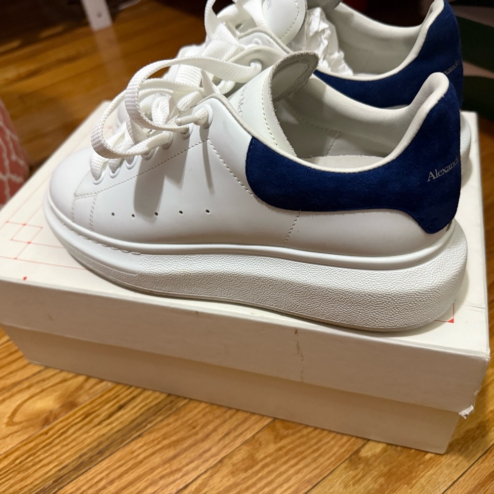 Alexander McQueen White and Blue Sneakers